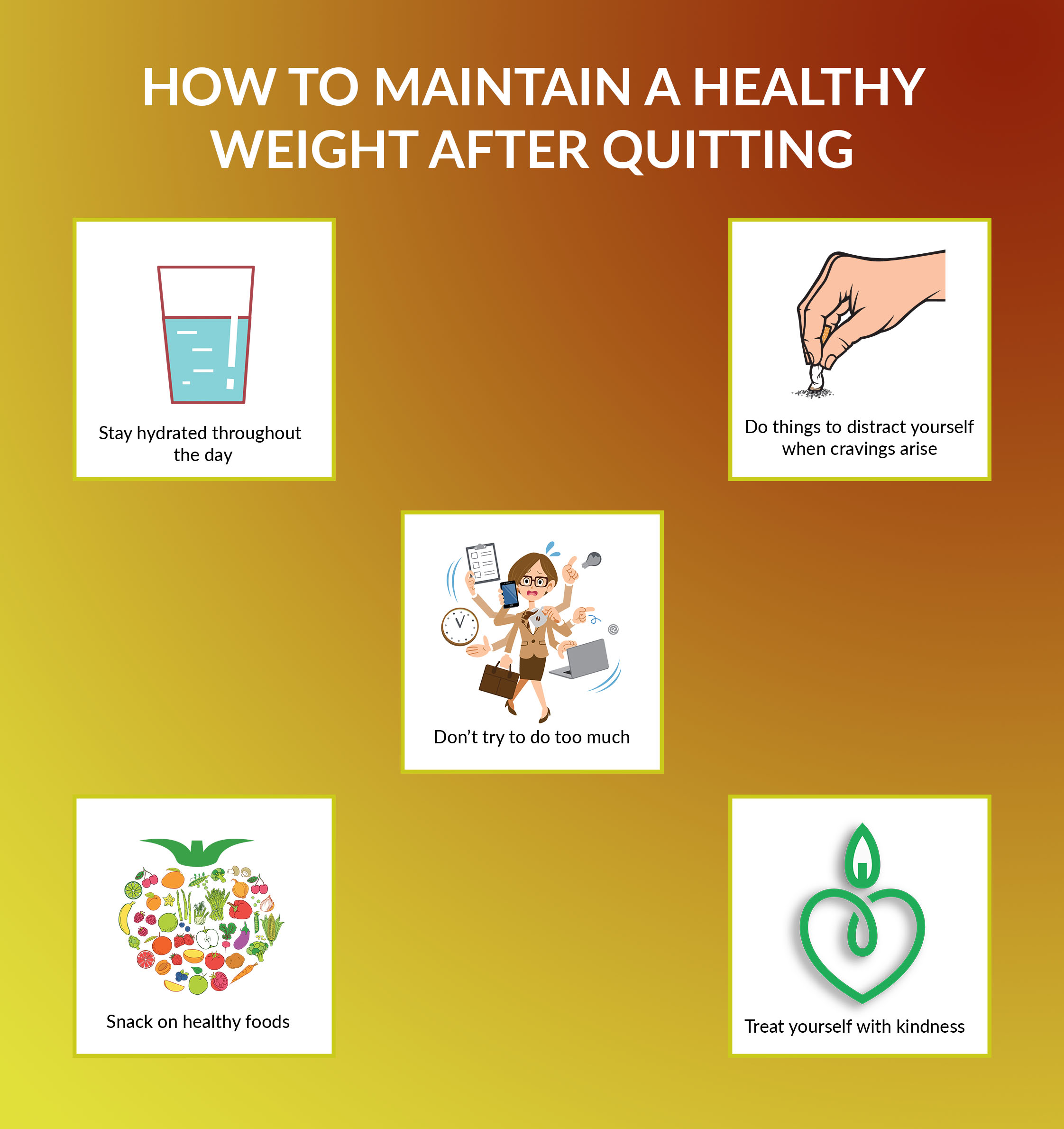 things you do that will help you maintain a healthy weight after you stop smoking